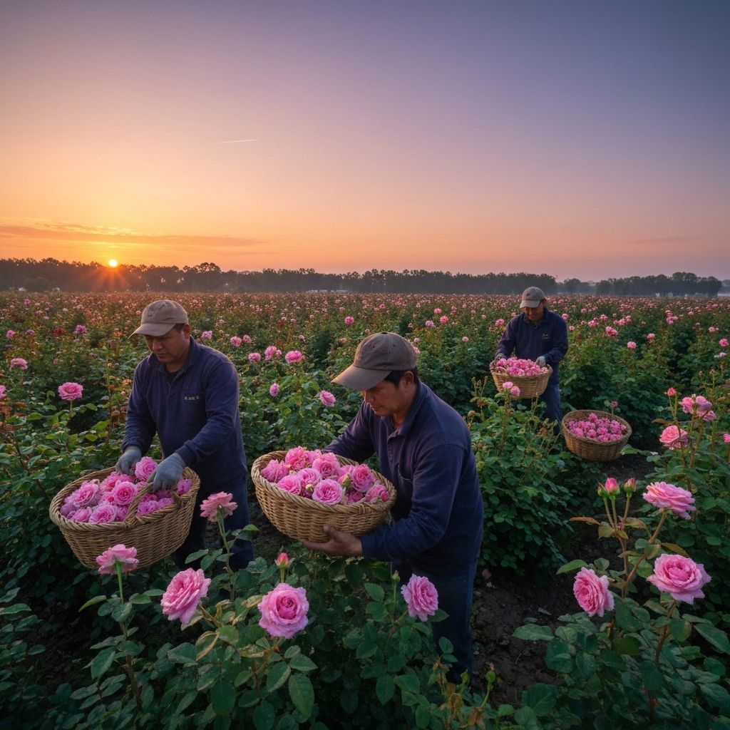 Fresh Roses Harvested